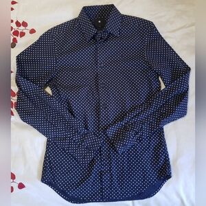 Navy Blue Long Sleeve Button-up Blouse Size XS